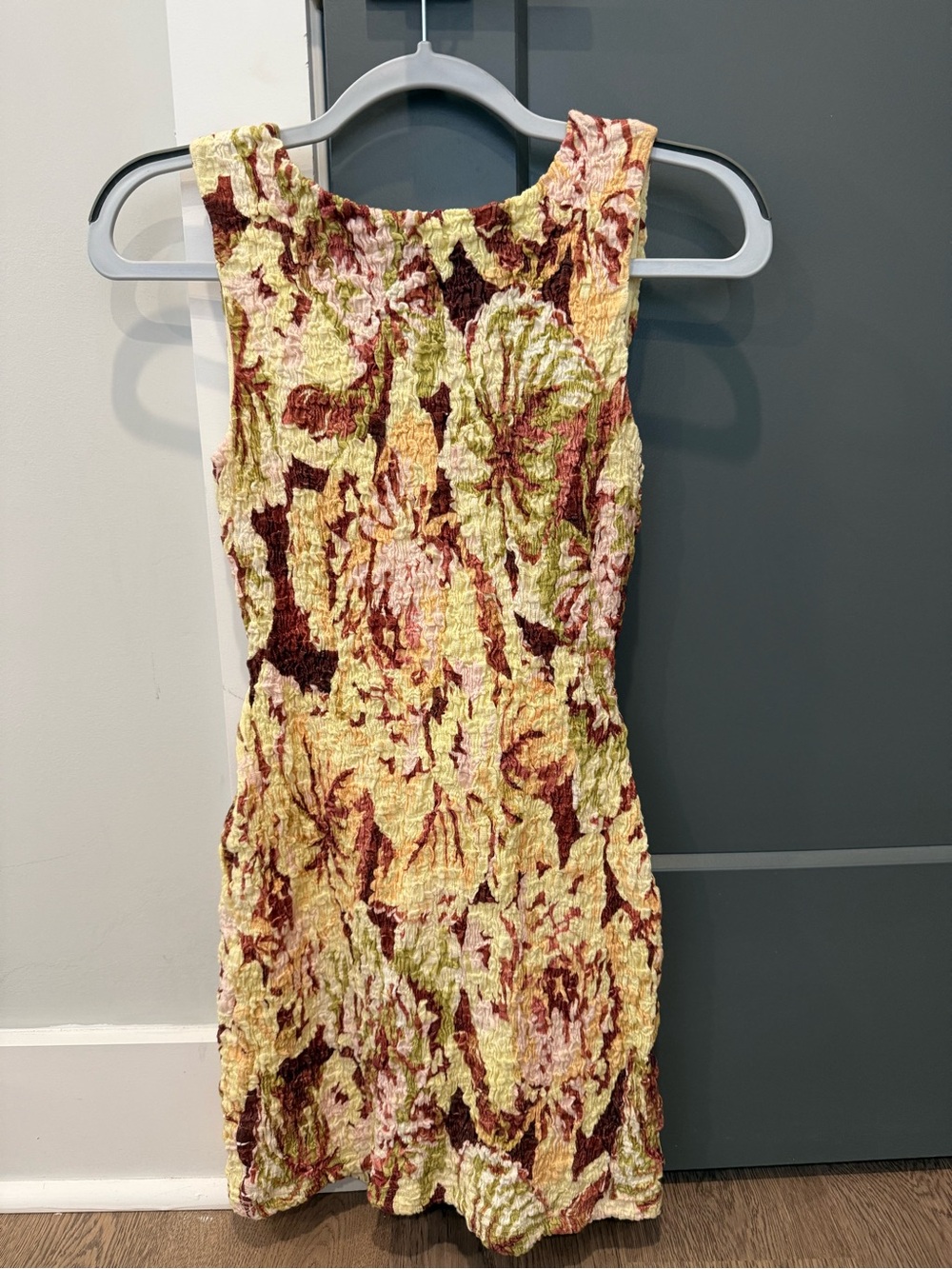 Significant Other Textured Floral Dress in Yellow and Burgundy